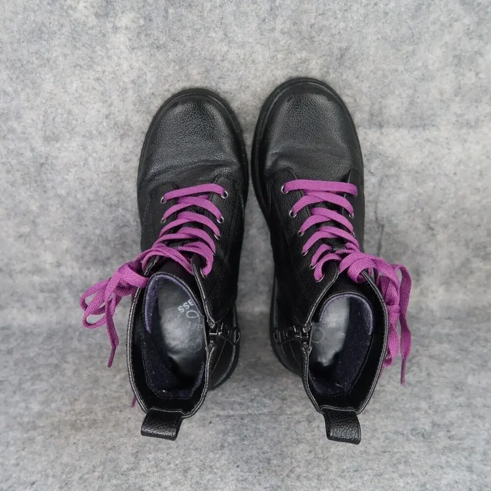 Art Class Shoes Kids 5 Boots Combat Biker Classic Lace Up Zip Black Casual Girls